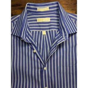 Michael Kors Button Down Shirt Men’s Blue White Striped Long Sleeve Size XL